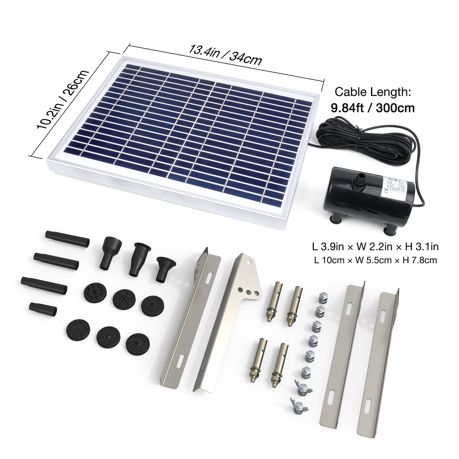 10W Solar Fountain Pump with Solar Panel Outdoor Fountain Pump Kit for Small Pond
