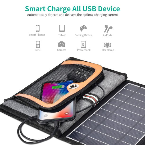 22W Portable Solar Panels with 2 USB Port