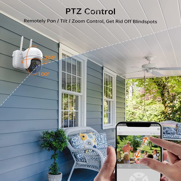 Ankway Solar Security Camera Outdoor with 14400mAh Rechargeable Battery, 360°Coverage, 2.4G WiFi Cam 1080P FHD Color Night Vision, 2-Way Audio, PIR Motion Detection, Wireless Security Camera System