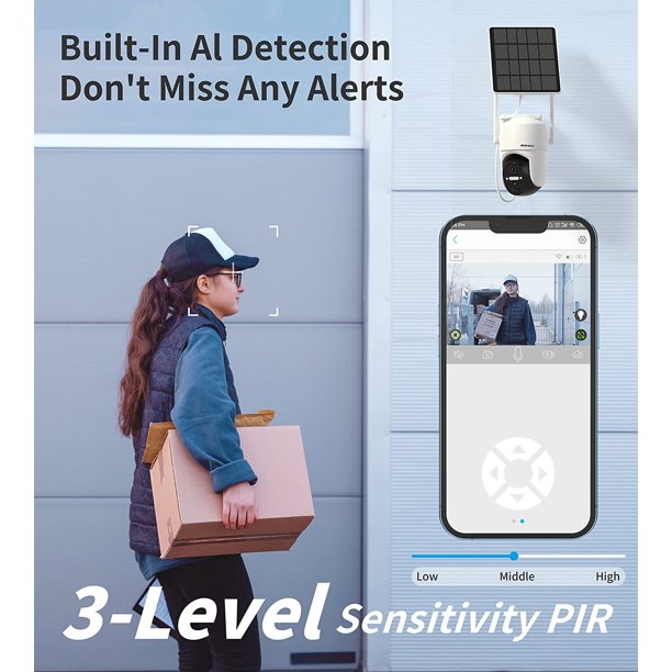 Ankway 2K Solar Security Camera Wireless Outdoor with 18650mAh