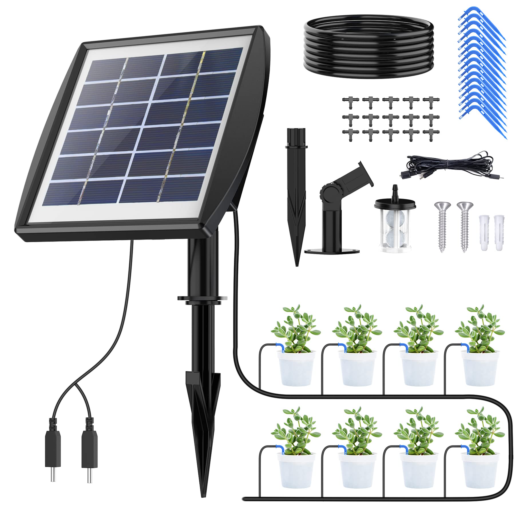 automatic plant watering system with coil basket Solar Drip Automatic Watering System for Potted Plants 49.9FT