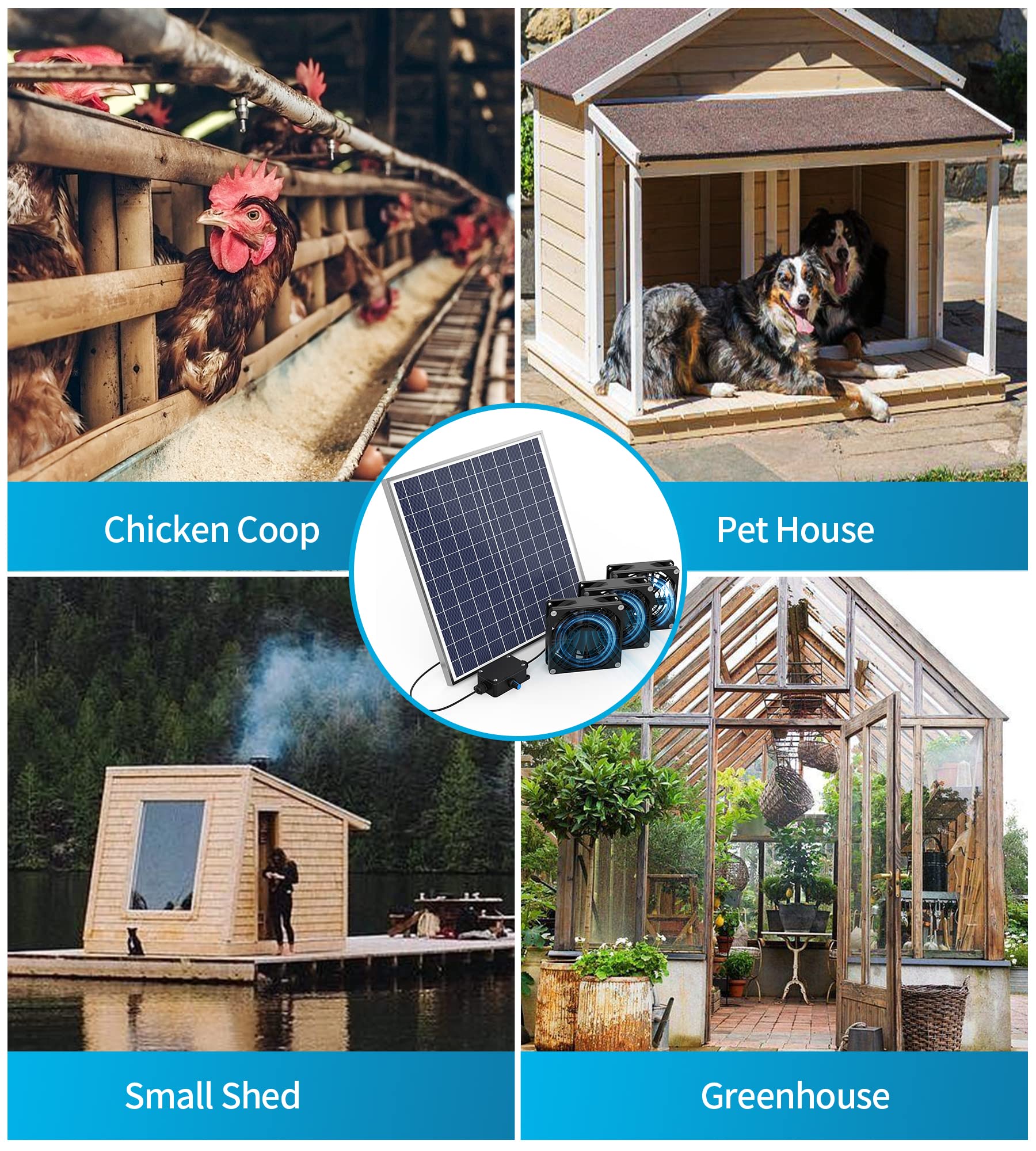 20W Solar Fan - Efficient Ventilation, Keep Your Pet Cool And Comfortable