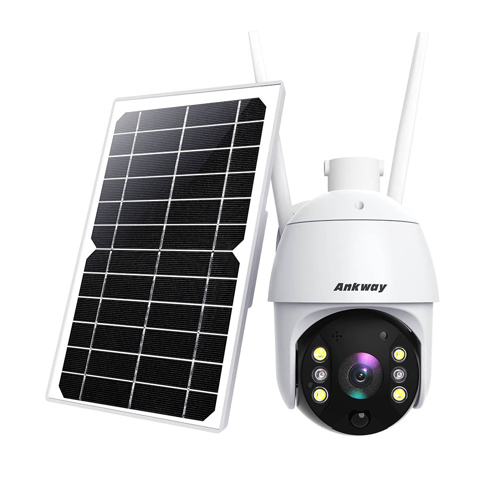 Ankway Solar Security Camera Outdoor with 18000mAh Rechargeable Battery, Wireless Security Camera System, 2.4G WiFi Cam 1080P FHD Color Night Vision, IP65, 2-Way Audio, Pan Tilt, PIR Motion Detection