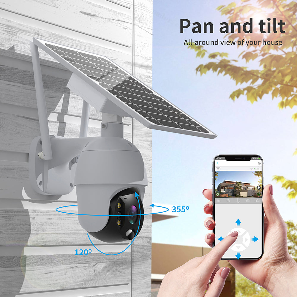 Ankway Solar Security Camera Outdoor with 18000mAh Rechargeable Battery, Wireless Security Camera System, 2.4G WiFi Cam 1080P FHD Color Night Vision, IP65, 2-Way Audio, Pan Tilt, PIR Motion Detection