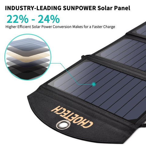 19W Portable Solar Charger Foldable Sunpower Panels Waterproof Smart Charging Power Kit