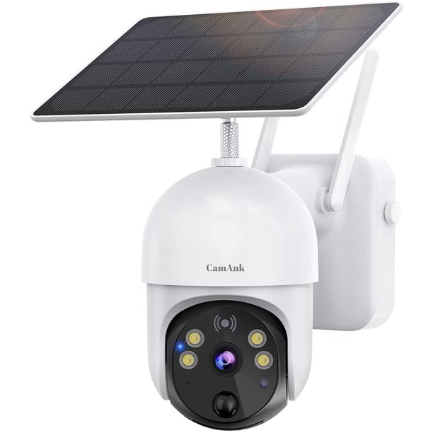 Ankway Solar Security Camera Outdoor with 14400mAh Rechargeable Battery, 360°Coverage, 2.4G WiFi Cam 1080P FHD Color Night Vision, 2-Way Audio, PIR Motion Detection, Wireless Security Camera System