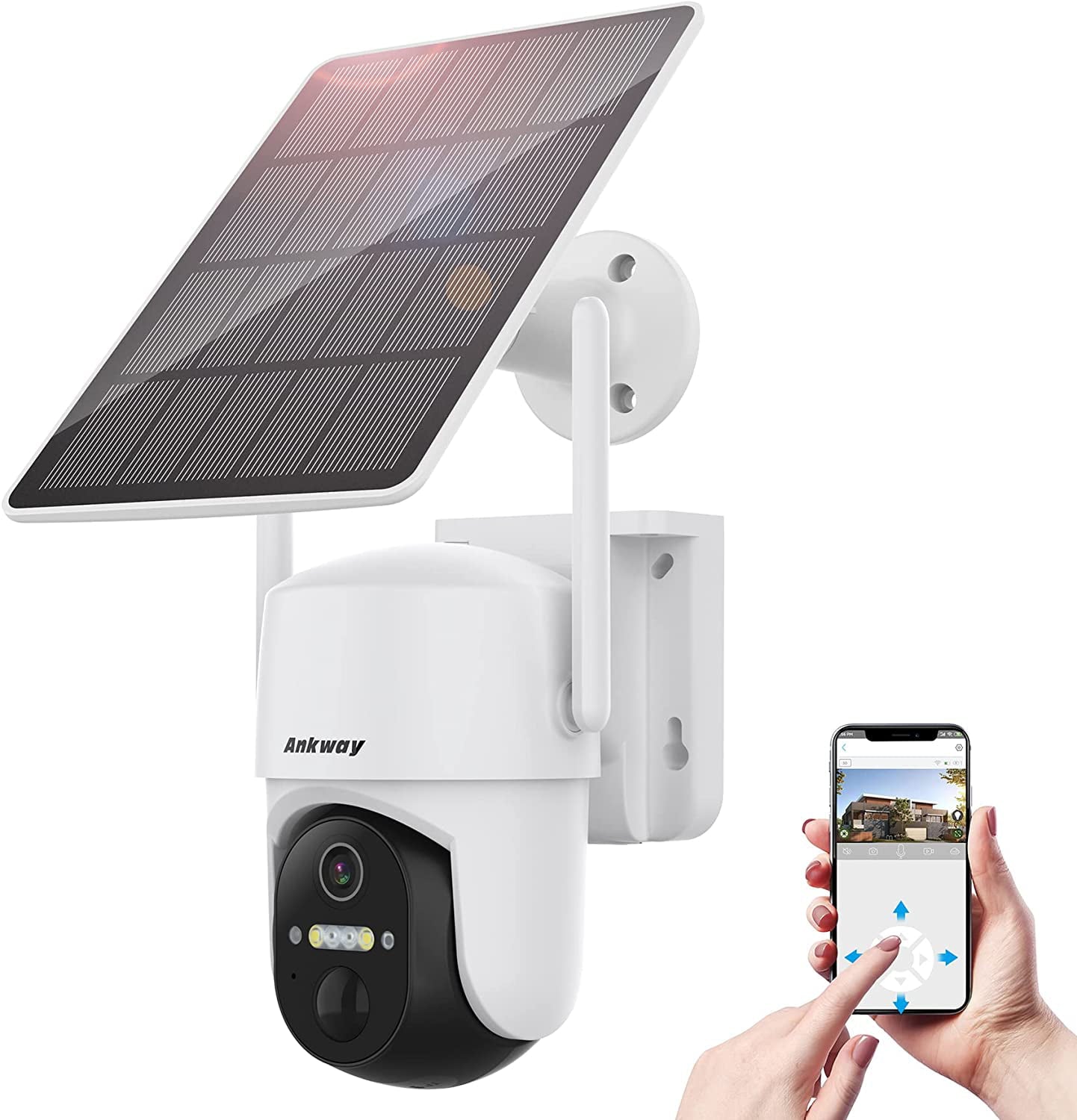 Ankway 2K Solar Security Camera Wireless Outdoor with 18650mAh