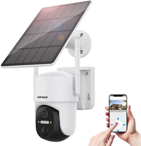 Ankway 2K Solar Security Camera Wireless Outdoor with 18650mAh