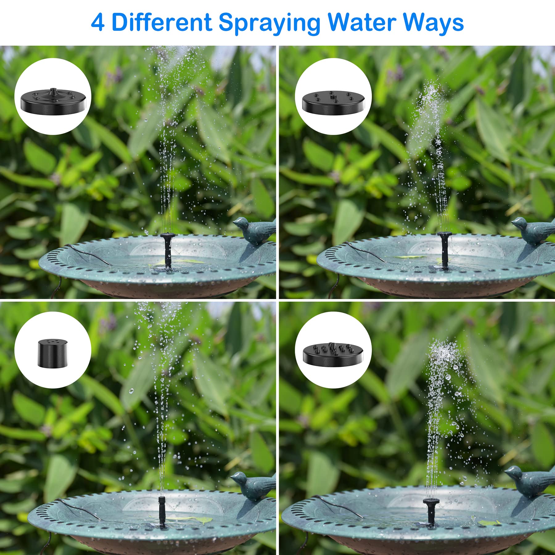Ankway 4 Water Styles Solar Fountain Pump for Outdoor