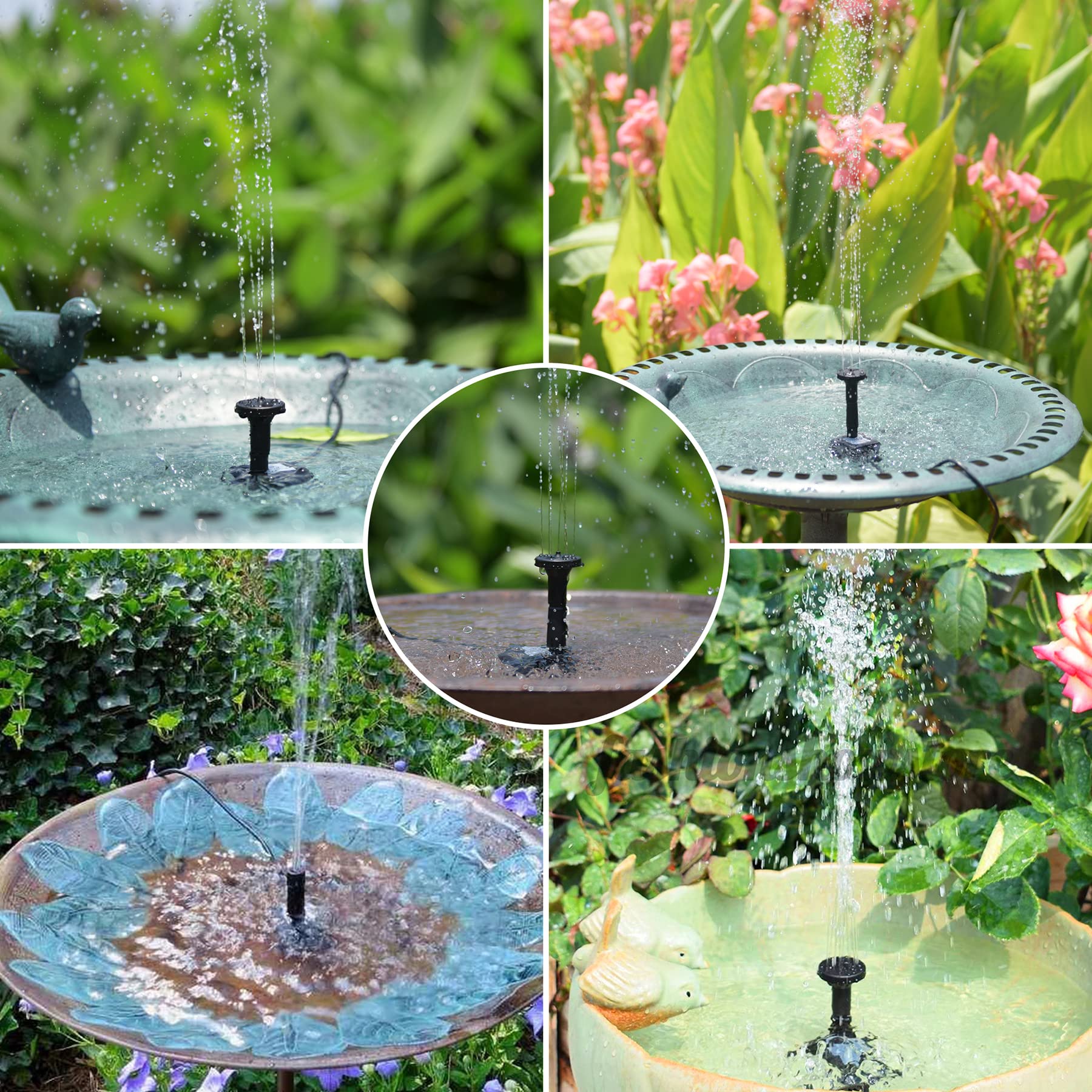 Ankway 4 Water Styles Solar Fountain Pump for Outdoor